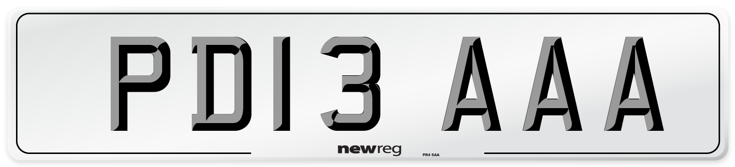 PD13 AAA Number Plate from New Reg